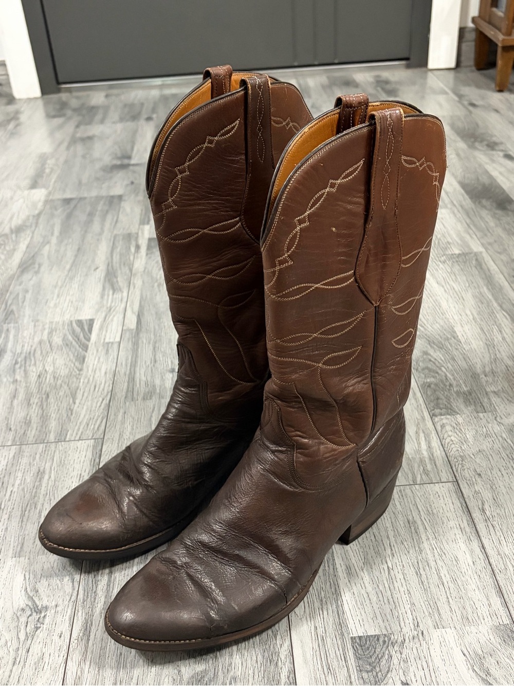 Lucchese San Antonio Classic Brown Leather Western Cowboy Boots Sz 10D